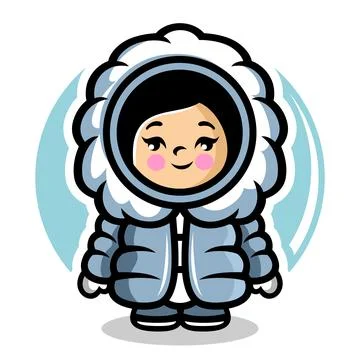 Cute Eskimo girl logo. Vector illustration Stock Illustration