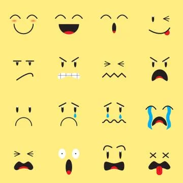 Cute Expression Emoji on Yellow Background Stock Illustration