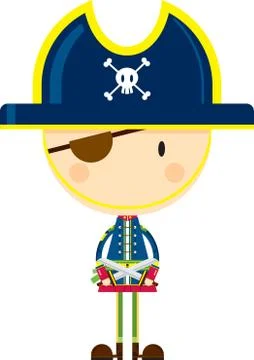 Cute Eye Patch Pirate Captain 스톡 일러스트