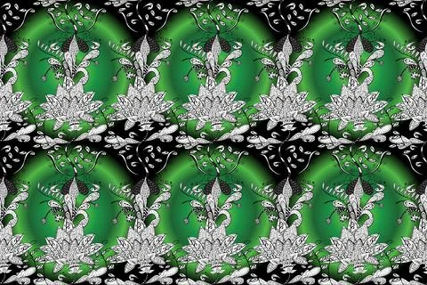Cute fabric pattern. Doodle flower. Raster illustration. Zentangle abstract flow Stock Illustration