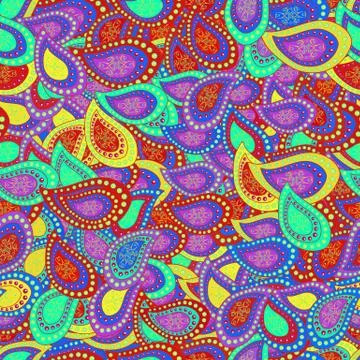 Cute fabric pattern. Elements violet, red and green on colors. Seamless Print. F Illustrazione stock