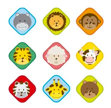 Cute face animals, Vector Illustration Stock Illustration