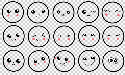 Cute face elemants icons イラスト素材