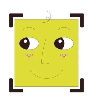 Cute face ID recognition frame 2D cartoon object Illustrazione stock