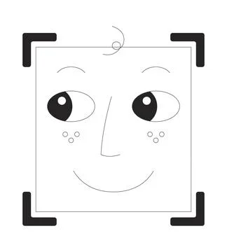 Cute face ID recognition frame 2D line object Illustrazione stock