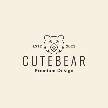 Cute face line head bear hipster logo symbol icon vector graphic design ill.. Stock Illustration