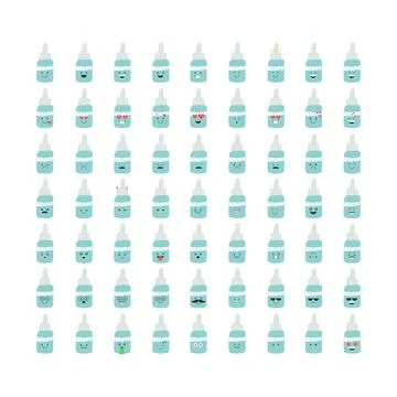 Cute face serum emoticons Stock Illustration