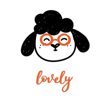 Cute face of a sheep Stock Illustration