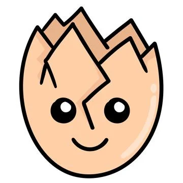 Cute faced broken egg shells doodle kawaii. doodle icon image Illustrazione stock