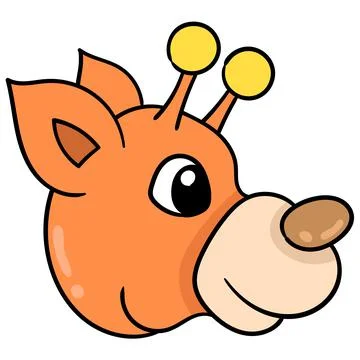 Cute faced deer head from a side angle. doodle icon drawing Stock Illustration