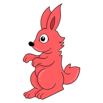 Cute faced red bunny, doodle icon image kawaii Stock Illustration
