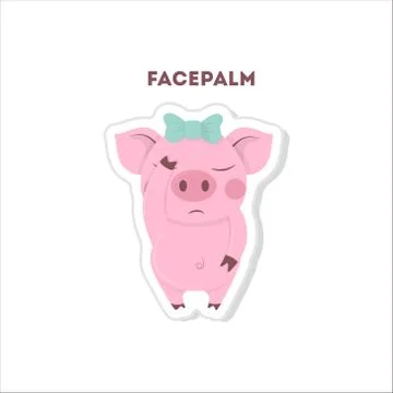 Cute facepalm pig. イラスト素材