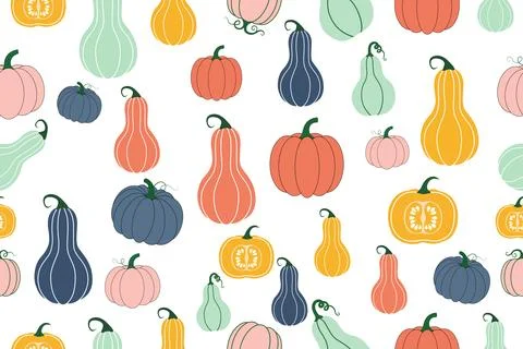 Cute Fall Pumpkin Pattern Graphic Illustration for Seasonal Decor Stock Illustration