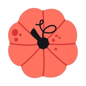 Cute fall pumpkin, top view. Modern vector illustration isolated on white b.. Stock Illustration