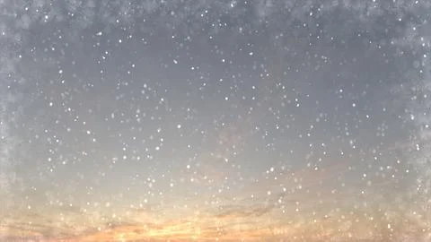 Cute fall of snow on clouds on sky background - photo of nature Stock Photos