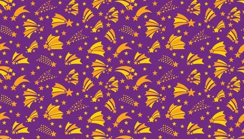 Cute falling stars seamless pattern in flat cartoon style. Bright and magic.. Stock Illustration