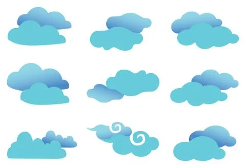Cute Fancy Clouds Vector Design Element Set Stock Illustration