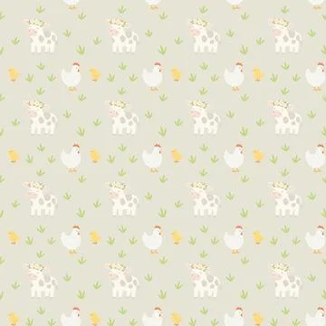 Cute farm animals seamless pattern for children Stock Illustration