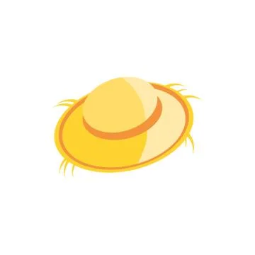 Cute farmer hat , straw hat on white background Illustrazione stock