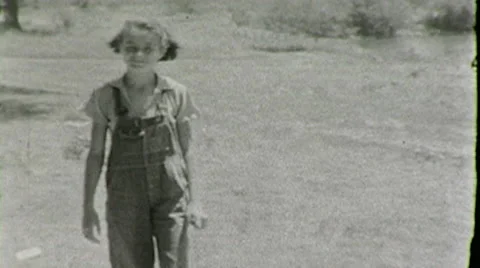 Cute Farmgirl in Overalls Farm Girl Summer Vintage Film Retro Home Movie  Stock Footage
