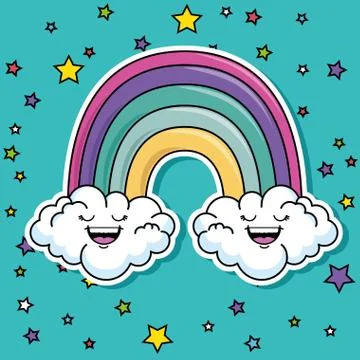 Cute fashion patch pop Stock Illustration