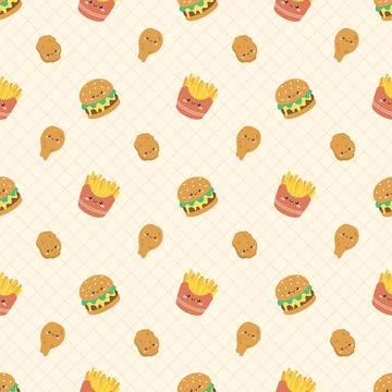 Cute fast food seamless pattern Stock Illustration