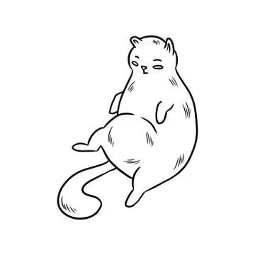 Cute fat cat. Vector illustration for greeting cards, stickers. Stock Illustration