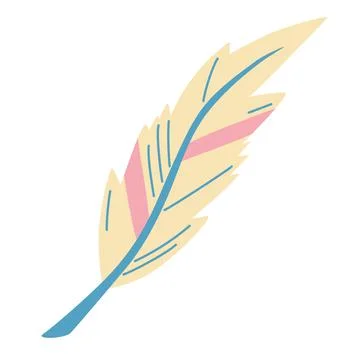 Cute feather. Tribal design elements in pale colors. Ideal style for cards, w Illustrazione stock
