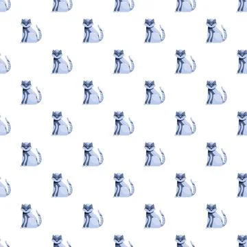 Cute feline cats pattern on white background Stock Illustration