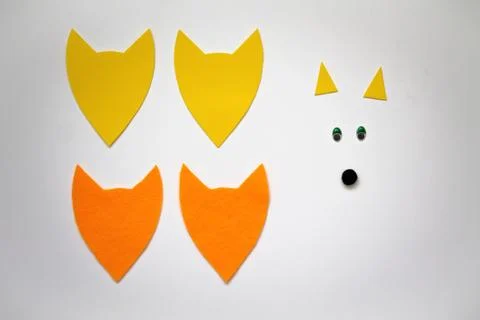 Cute felt fox DIY step by step tutorial Stock Photos