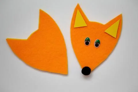 Cute felt fox DIY step by step tutorial Stock Photos