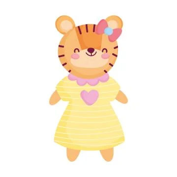 Cute female tiger with clothes character Vector Image