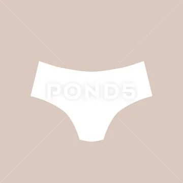Cute female white panties. Trendy thongs icon. - Stock