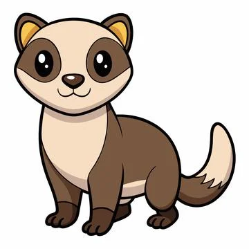 Cute Ferret. Flat Vector flat cartoon style illustration Stock Illustration