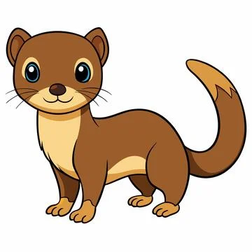 Cute Ferret. Flat Vector flat cartoon style illustration Stock Illustration