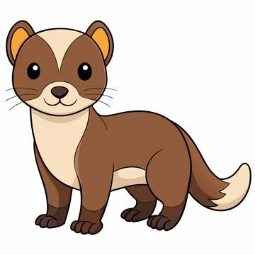 Cute Ferret. Flat Vector flat cartoon style illustration Stock Illustration