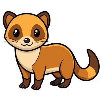 Cute Ferret. Flat Vector flat cartoon style illustration Stock Illustration