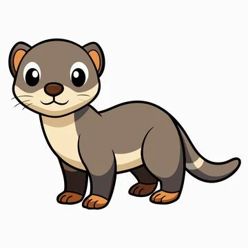 Cute Ferret. Flat Vector flat cartoon style illustration Stock Illustration