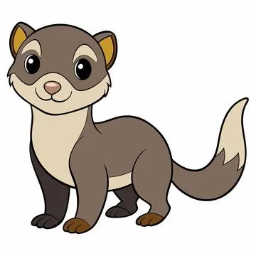 Cute Ferret. Flat Vector flat cartoon style illustration Stock Illustration