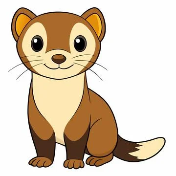 Cute Ferret. Flat Vector flat cartoon style illustration Stock Illustration