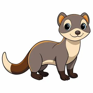 Cute Ferret. Flat Vector flat cartoon style illustration Stock Illustration