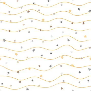 Cute festive background with gold falling stars. Holiday seamless pattern Illustrazione stock