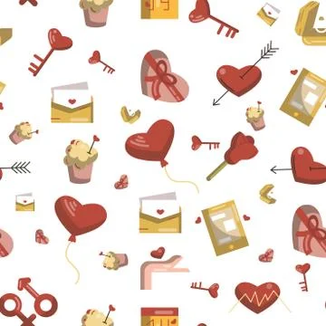 Cute festive patterns with flat elements Illustrazione stock