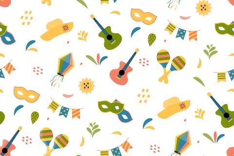 Cute festive seamless pattern background for festa junina festival. Vector il Stock Illustration