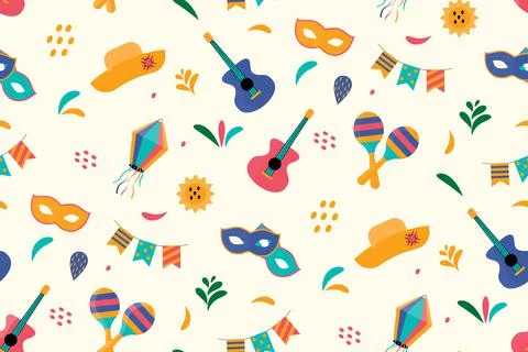Cute festive seamless pattern background for festa junina festival. Vector il Stock Illustration