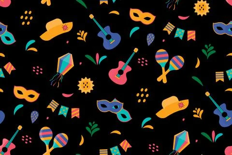 Cute festive seamless pattern background for festa junina festival. Vector il Stock Illustration