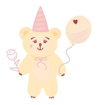 Cute festive white bear Stock Illustration