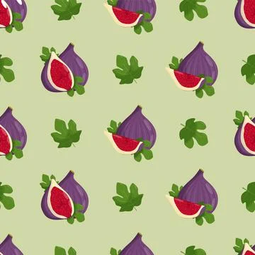 Cute fig seamless pattern. Flat vector illustration Illustrazione stock