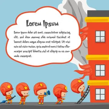Cute firefighter in actions Illustrazione stock