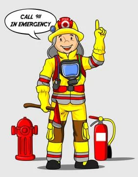 Cute firefighter vector illustration Stock Illustration